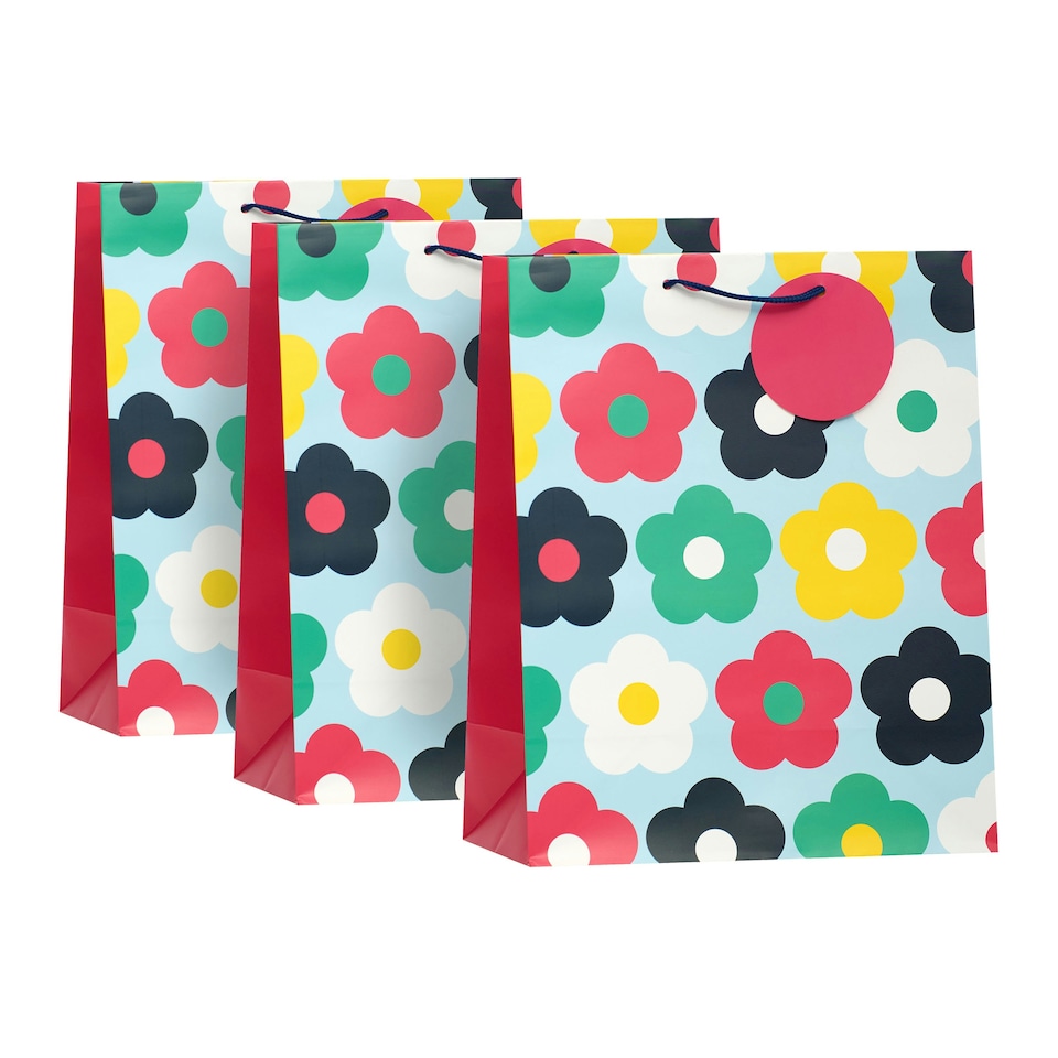 image 1 of Essentials Retro Floral Large Gift Bag - Pack of 3