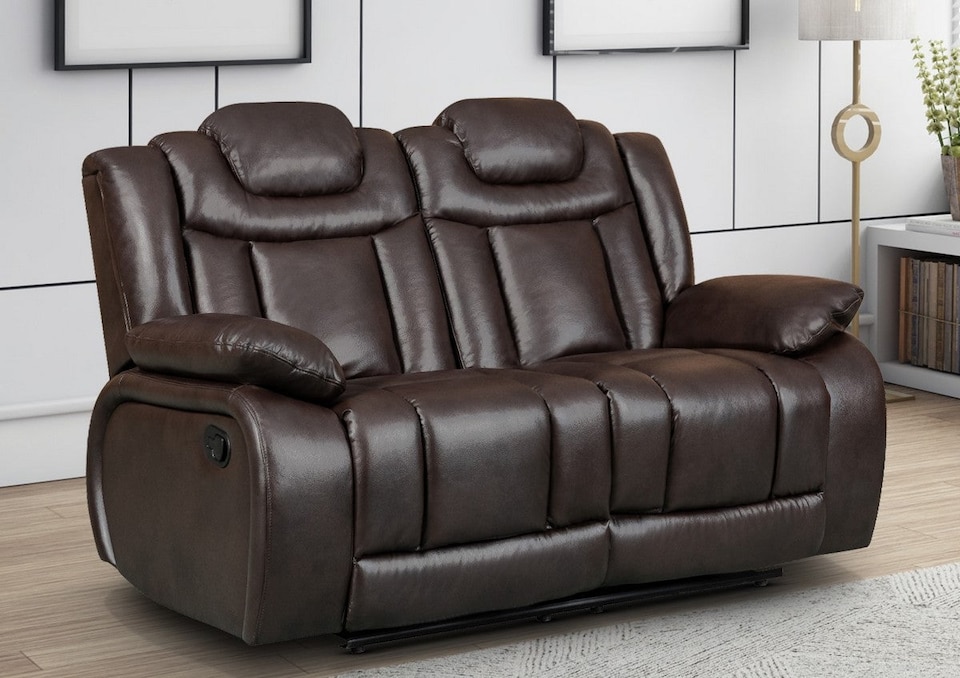 image 1 of Faux Leather Brown 2 Seater Manual Recliner Sofa TOLEDO