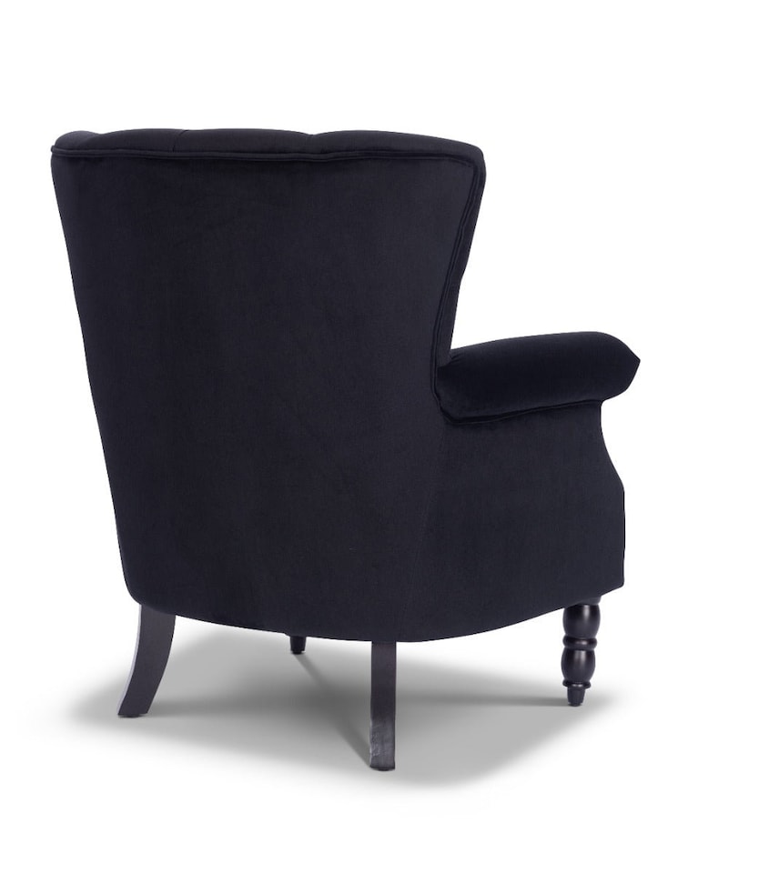 image 1 of Velvet Black Liana Accent Wingback Chair