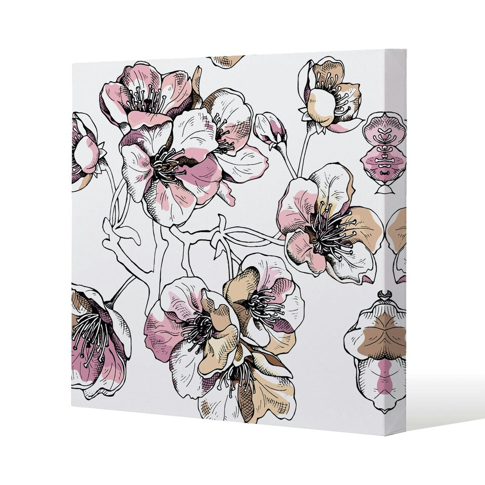 image 1 of Flower Illustration (Canvas Print) 77 x 77 x 4cm