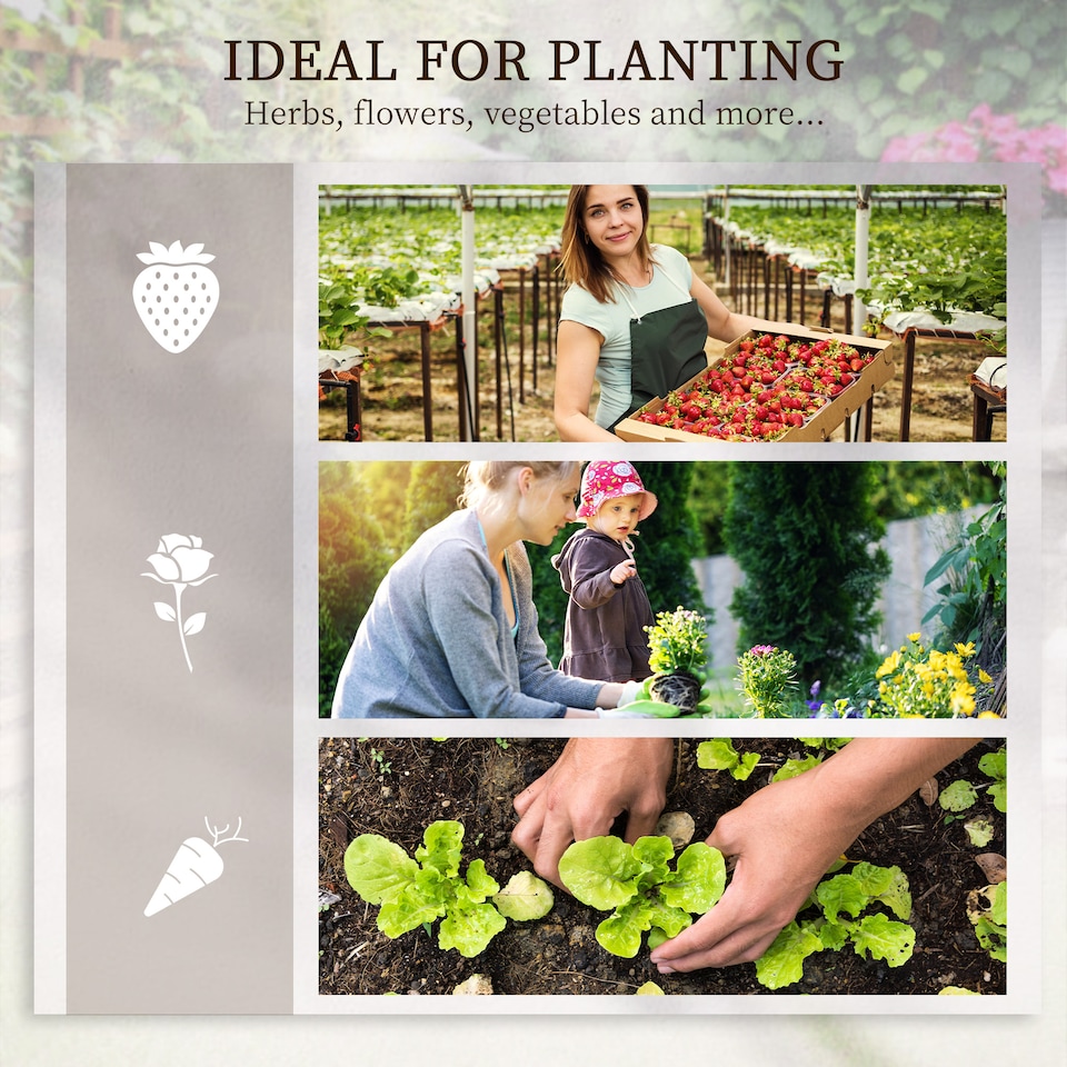 image 1 of Outsunny 3 Tier Wooden Garden Planters with Trellis for Vine Climbing Plants