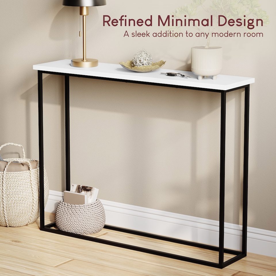 image 1 of Vida Designs Console Table With Metal Leg, White & Black | Black | White & Black