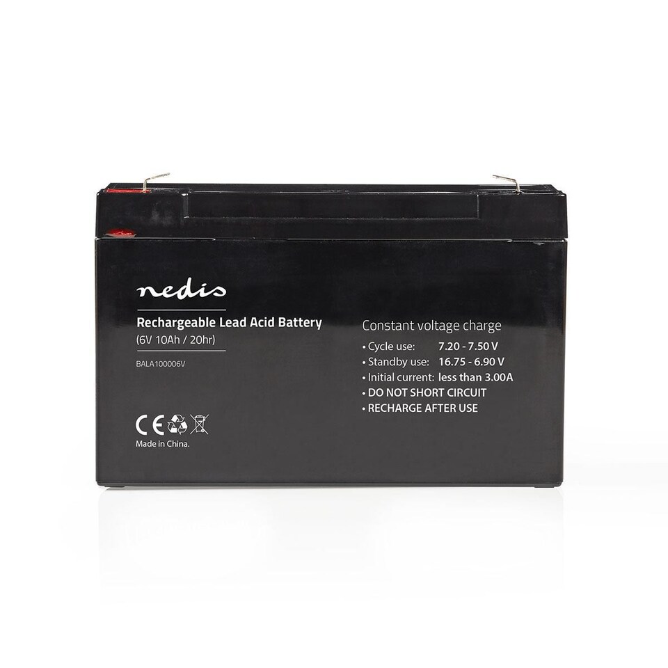 image 1 of Nedis Lead-Acid Battery Rechargeable 6v 6 Volt 10.0h 10000mAh Sealed 151 mm x 50 mm x 95 mm