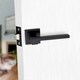 image 3 of Golden Grace Zeta Design Bathroom Door Handles Lever Latch on Square Rose in Matt Black Finish with Tubular Latch and Pair of 3" Ball Bearing Hinges Black