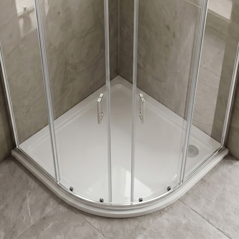 image 1 of Balterley Premium Slip Resistant Shower Tray, Left Hand Offset Quadrant, Easy Clean Anti-Slip Stone Resin - by Balterley | White | European White | 1
