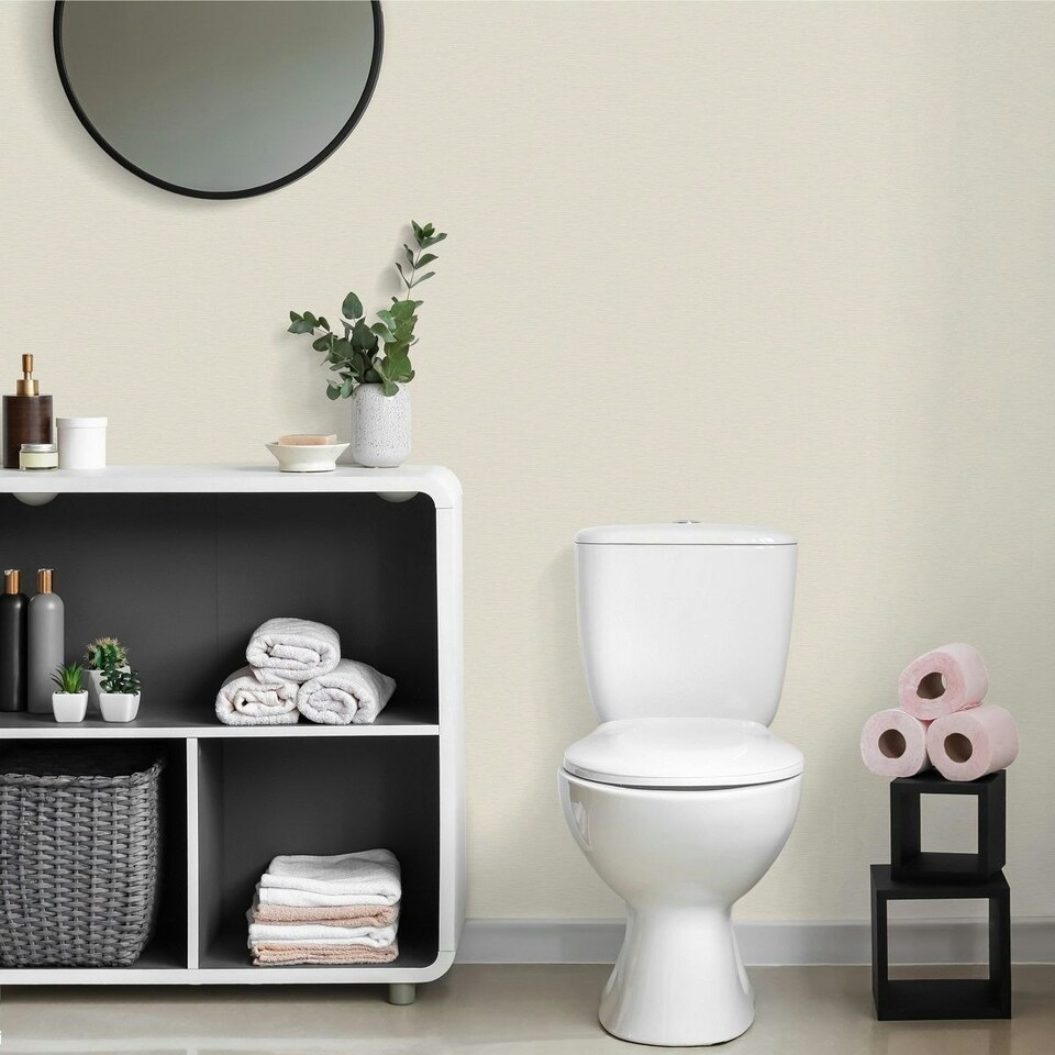 image 1 of World Of Wallpaper Roma Linear Vinyl Textured Wallpaper - Cream - 10m x 0.5m | Cream