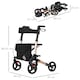 image 5 of HOMCOM 4 Wheel Rollator with Seat and Back, Folding Mobility Walker with Carry Bag, Adjustable Height, Dual Brakes, Cane Holder, Lightweight Aluminium Walking Frame for Seniors and Disabled, Gold Tone