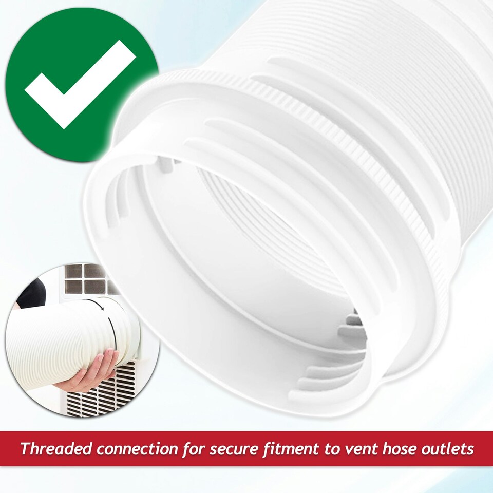 image 1 of SPARES2GO Cooker Hood Vent Hose 3 Metre 5" 5.9" Duct Pipe Extension Threaded Coupler Connector Ring Kit White