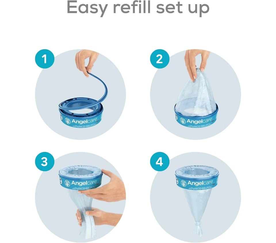image 1 of Angelcare Nappy Bin Refill Cassette Compatible Disposal System 1 Pack