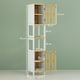 image 7 of HOMCOM Tall Bathroom Cabinet Bamboo Cupboard with Adjustable Shelves, White | White | Natural | Tall