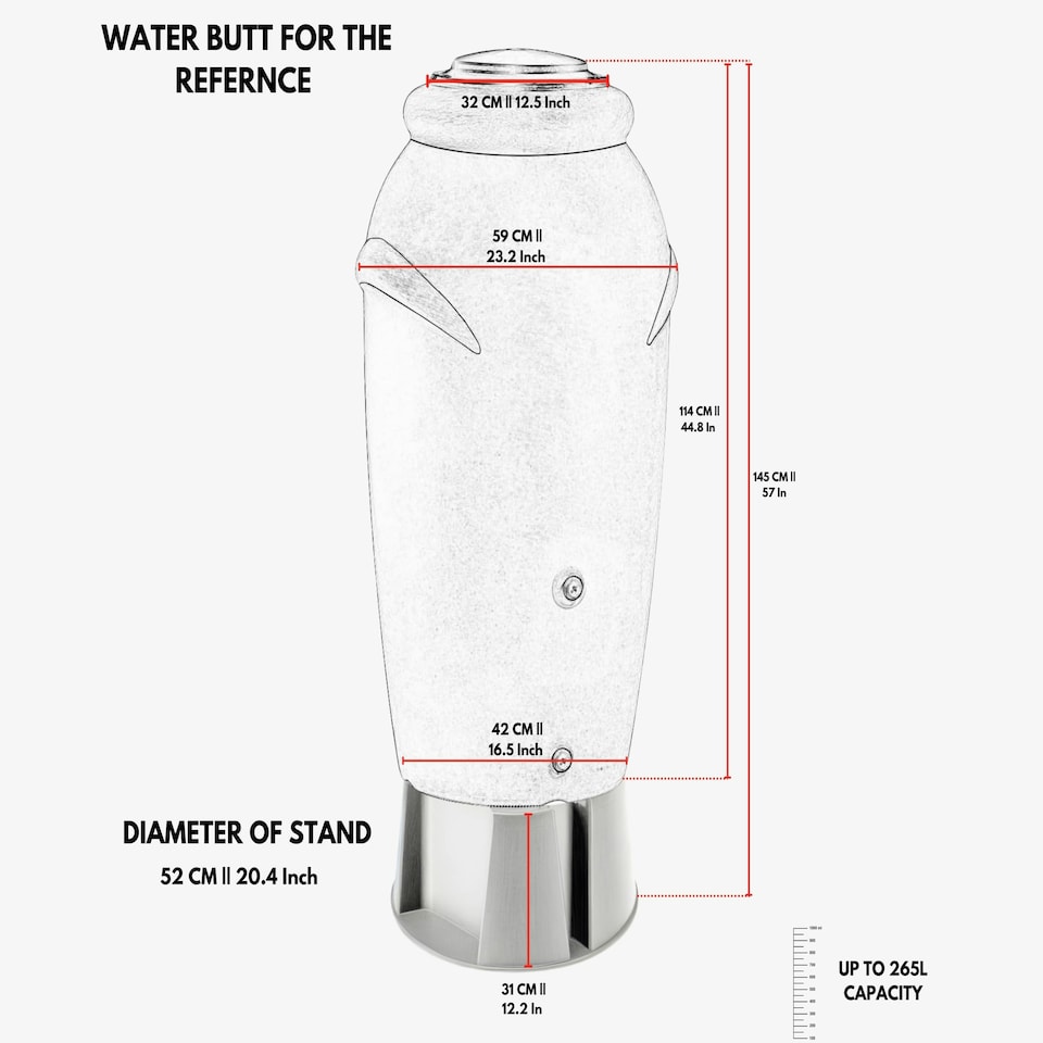 image 1 of Water Butt Kit with Tap, Diverter & Bio Cleaner –  Rainwater Collector for Garden, Balcony & Terrace – Durable Plastic Water Storage Tank Black