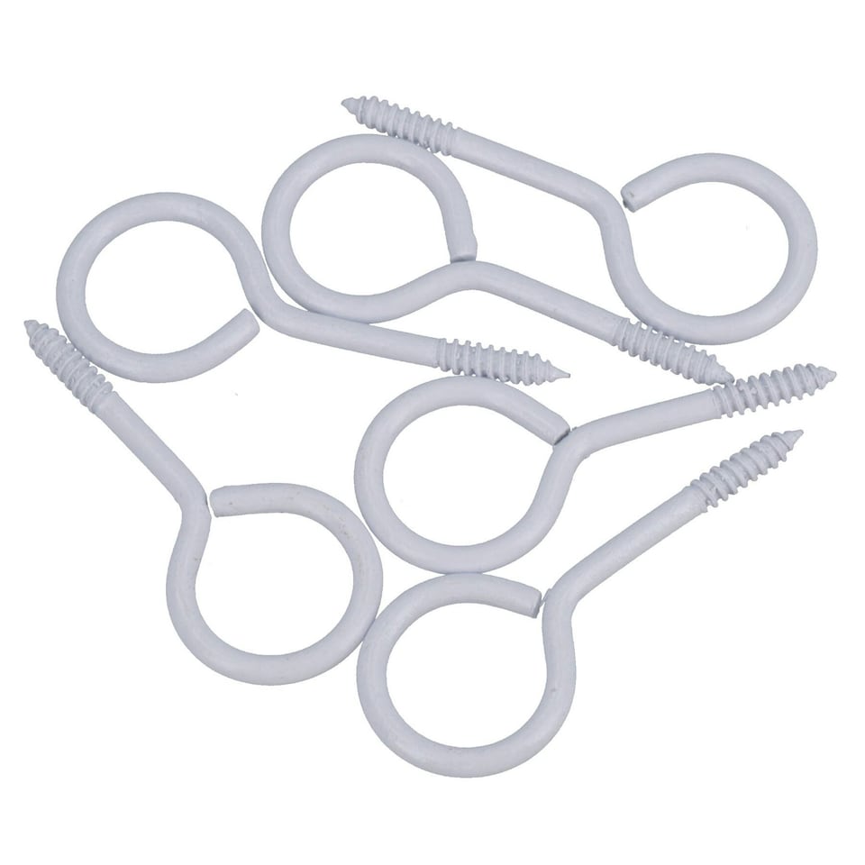 image 1 of Screw Eye Hooks Fasteners Picture Curtain Hanger 18mm Hook 60mm Length 6pc