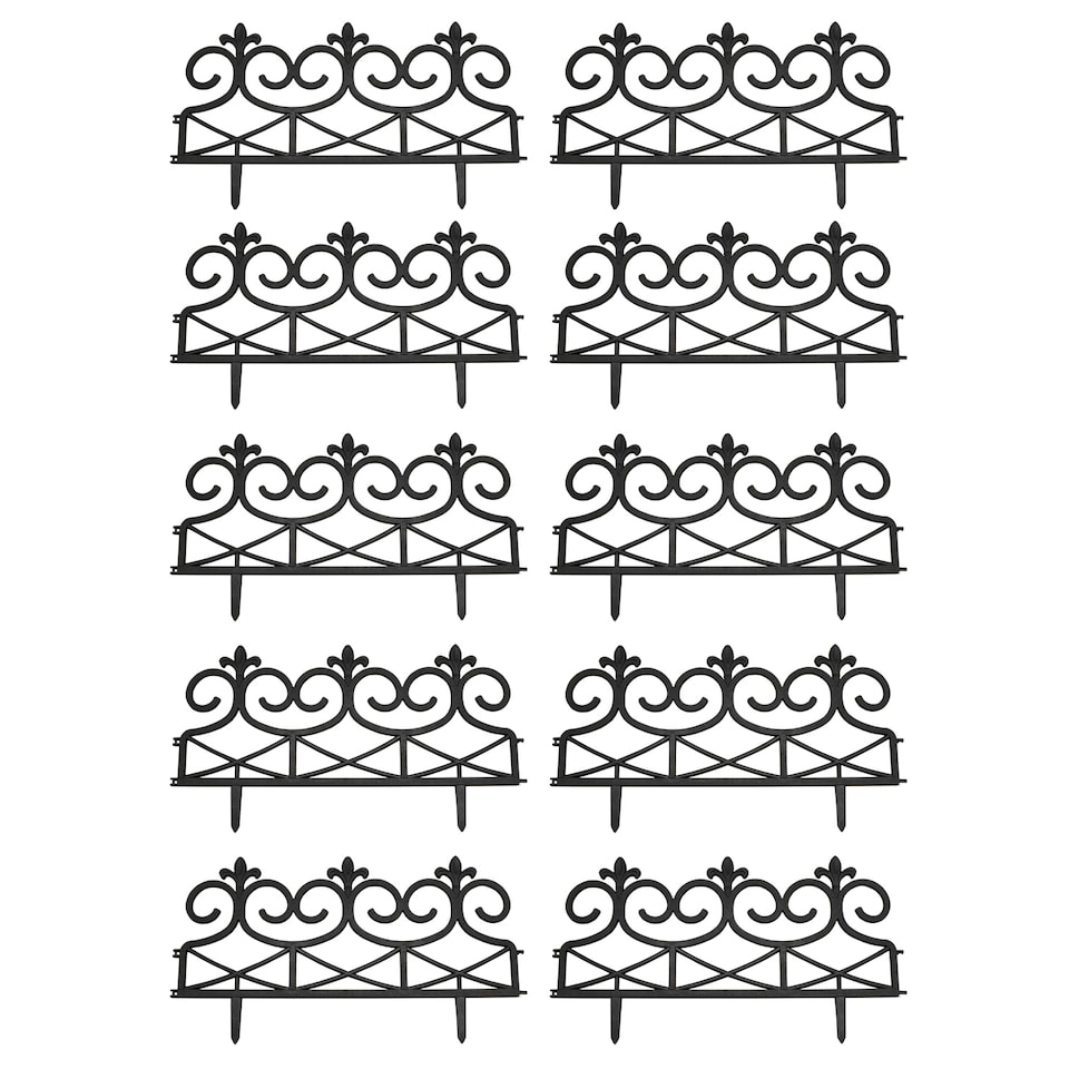 image 1 of Fleur de Lys Black Plastic Garden Lawn Edging (60cm x 32cm) - 20 Panels