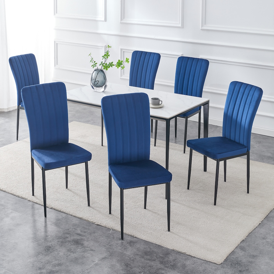 image 1 of MCC Direct Set of 6 Velvet Dining Chairs Upholstered Kitchen Accent Chairs Elle