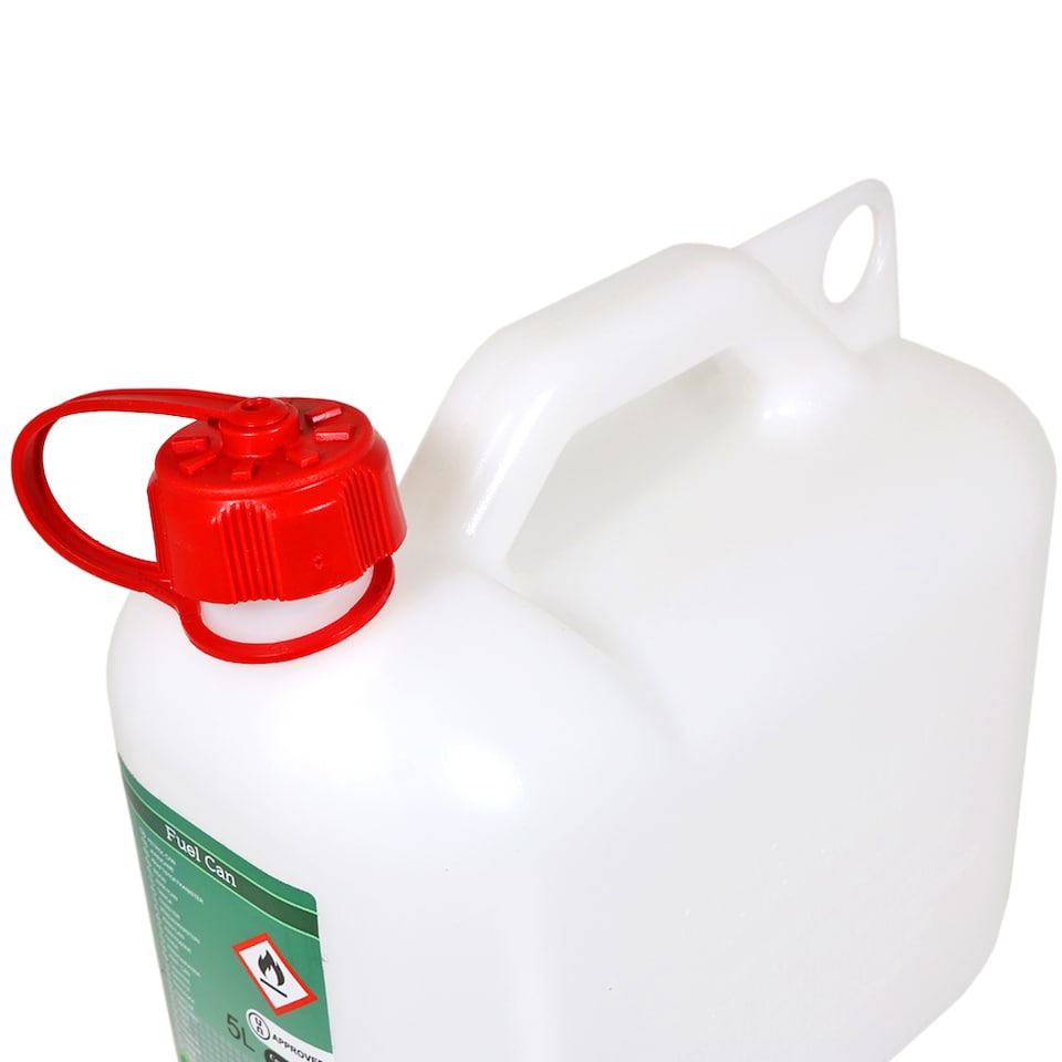 image 1 of SPARES2GO 5L Jerry Fuel Can Container Flexible Spout White 5 Litre Car Van Petrol Diesel Large