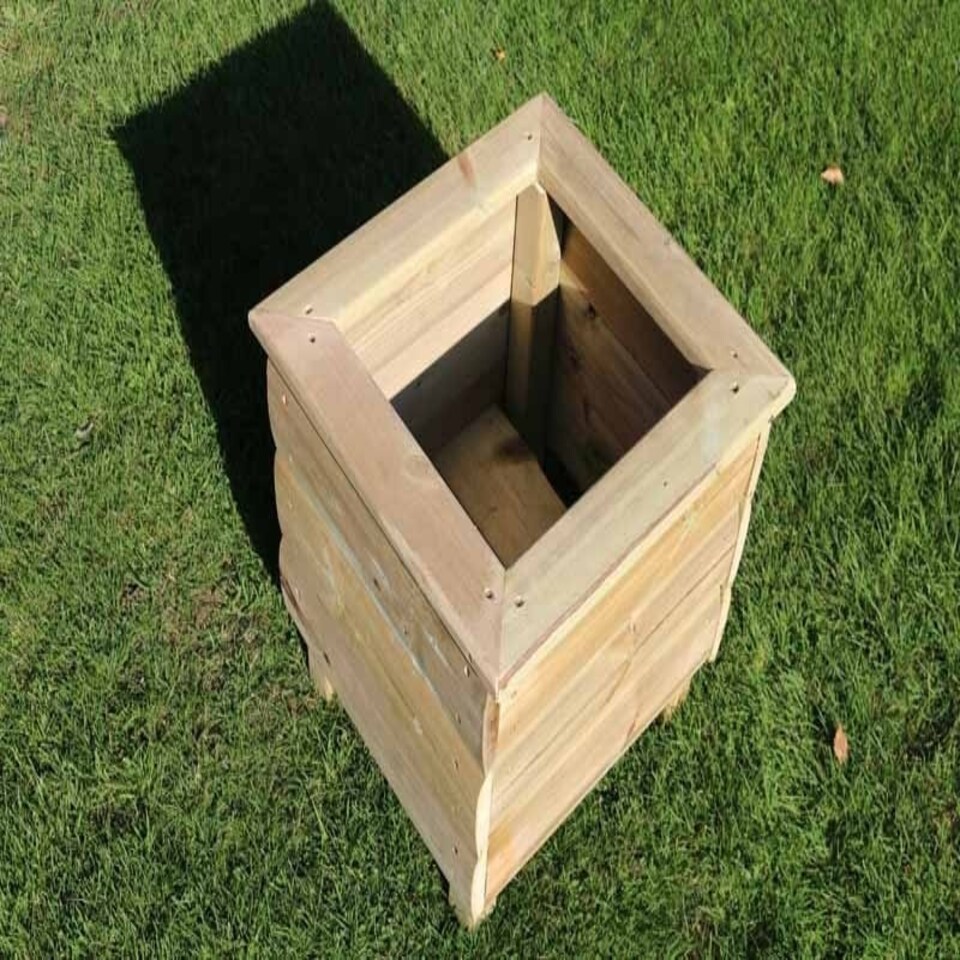 image 1 of Square Planters, Wooden Garden Pot/Tub for Plants - L40 x W40 x H40 cm - Fully Assembled Brown