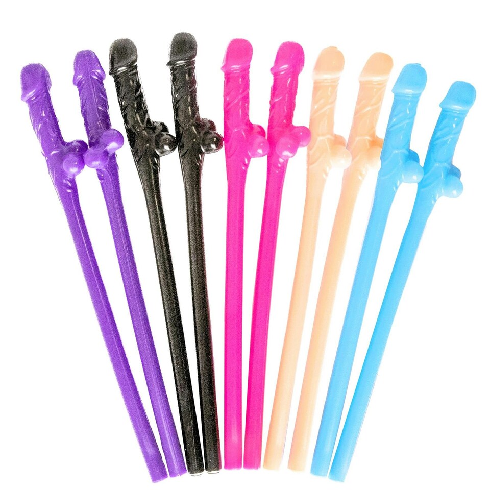 image 1 of 10PC Hen Party Willy Glow in Dark Straws Classy Team Bride to Be Drink Accessories Novelty Wedding Décor