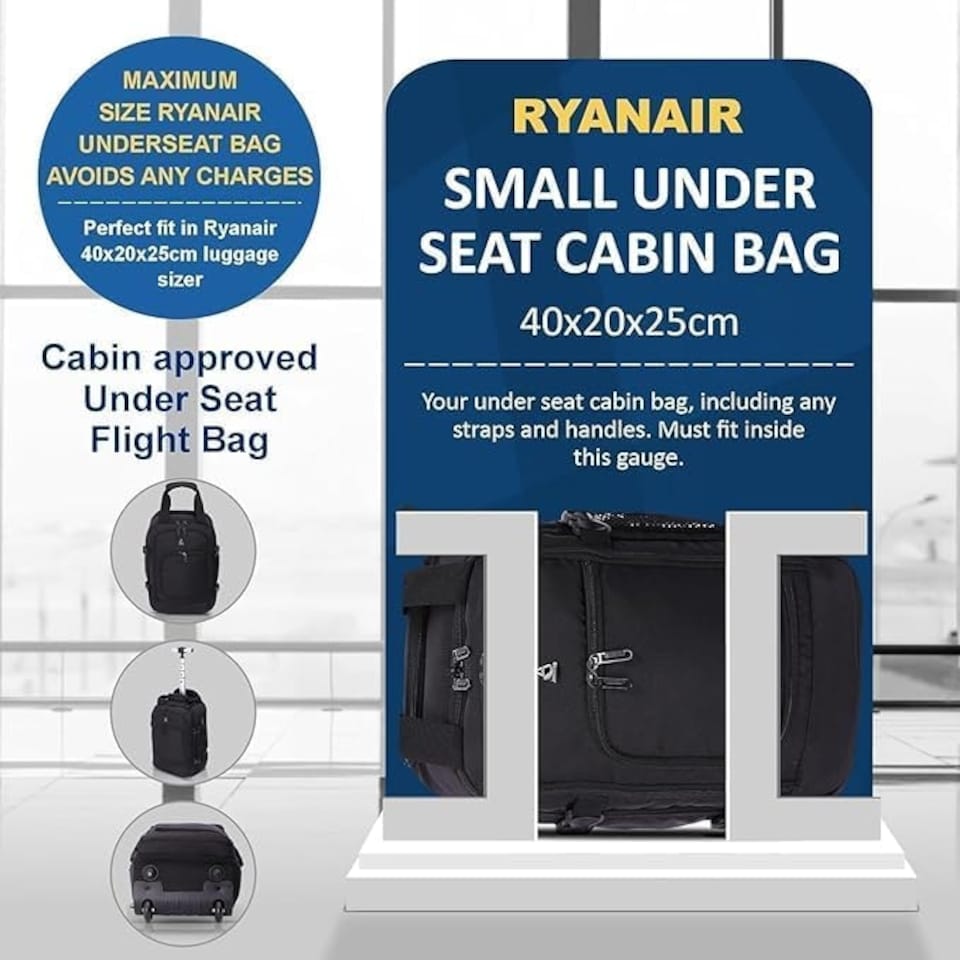 image 1 of Aerolite 40x20x25 Ryanair Maximum Size Backpack Trolley Bag with 2 Wheels Cabin Luggage Approved Extendable Handle Travel  Holdall Rucksack with 10Year Warranty Black