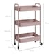 image 5 of HOMCOM 3-tier Storage Trolley on Wheels, Metal Storage Cart, Rolling Ultility Cart with 3 Mesh Baskets for Living Room, Kitchen, Pink