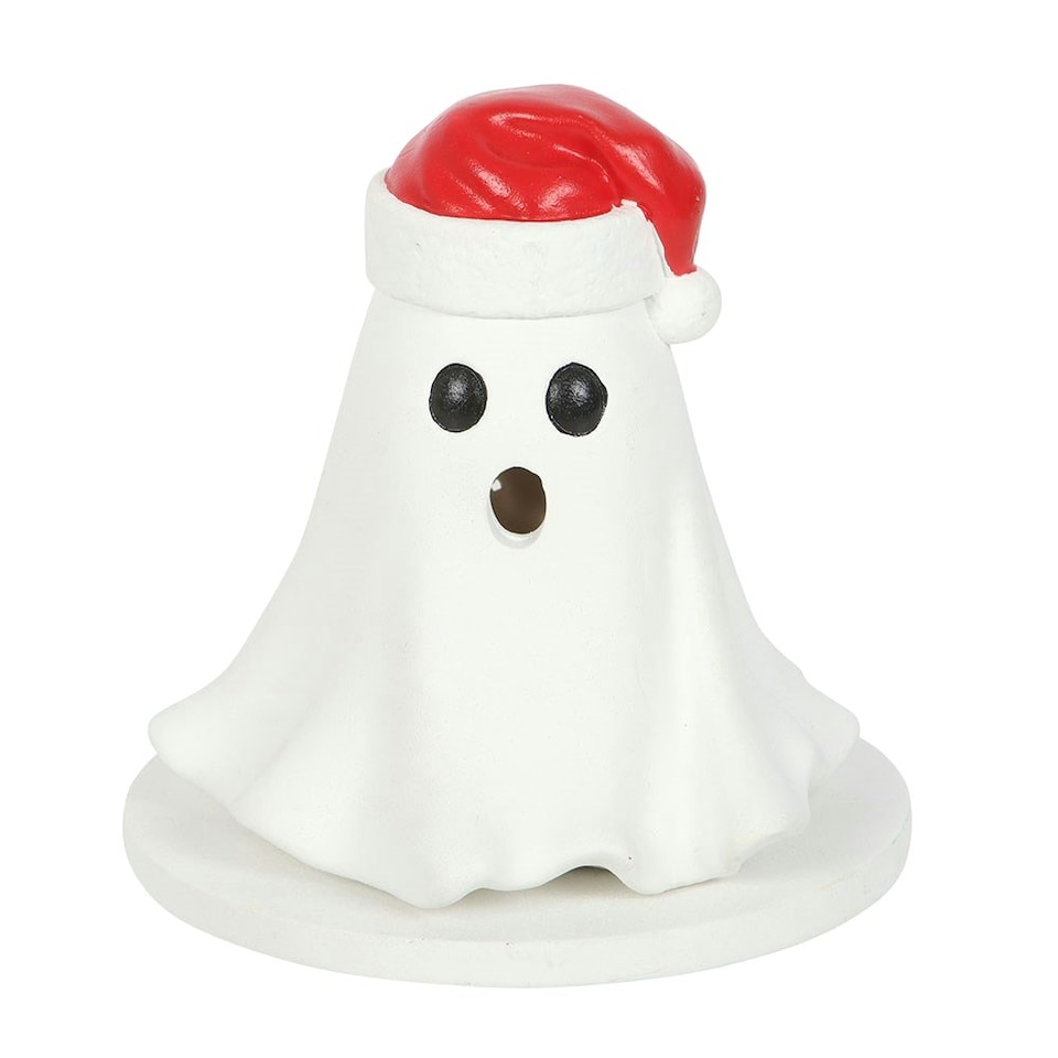 Something Different Ghost Santa Hat Incense Cone Holder - White/Red - One Size