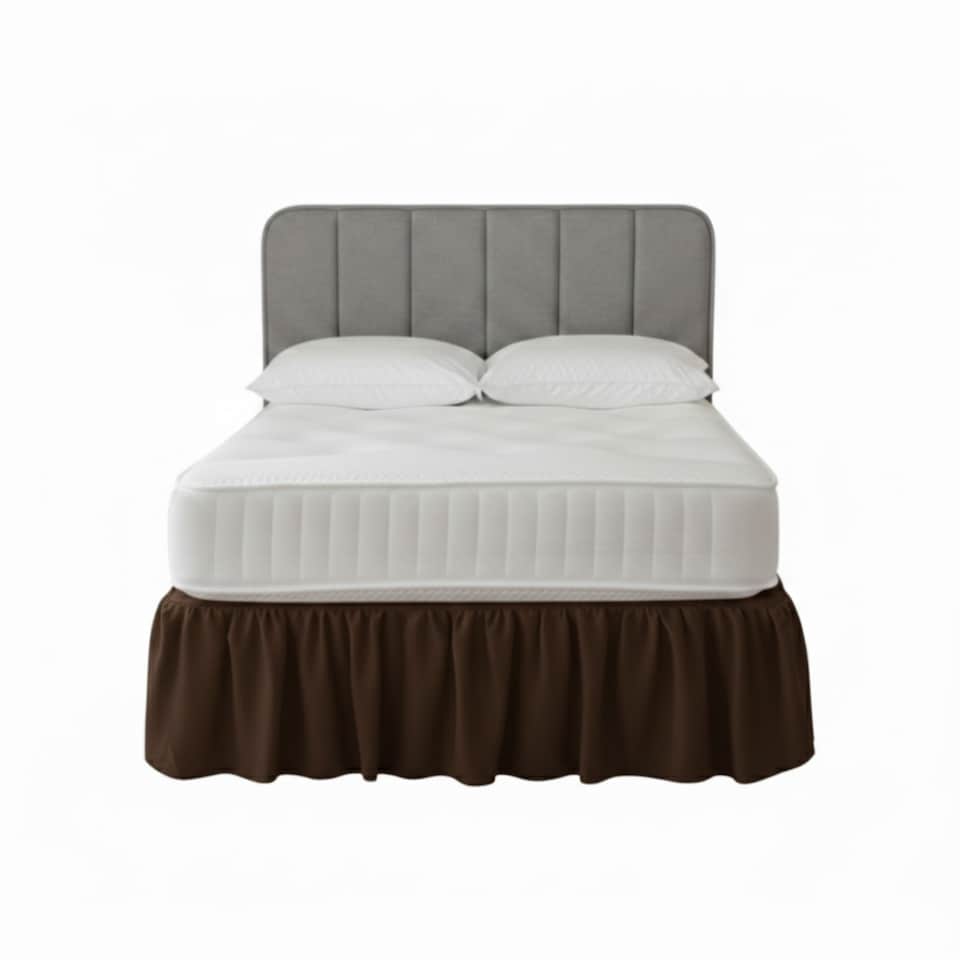 image 1 of Base Valance Polycotton Sheet for Divan Beds Easy Care Bed Base Cover | Brown | Brown | Super King