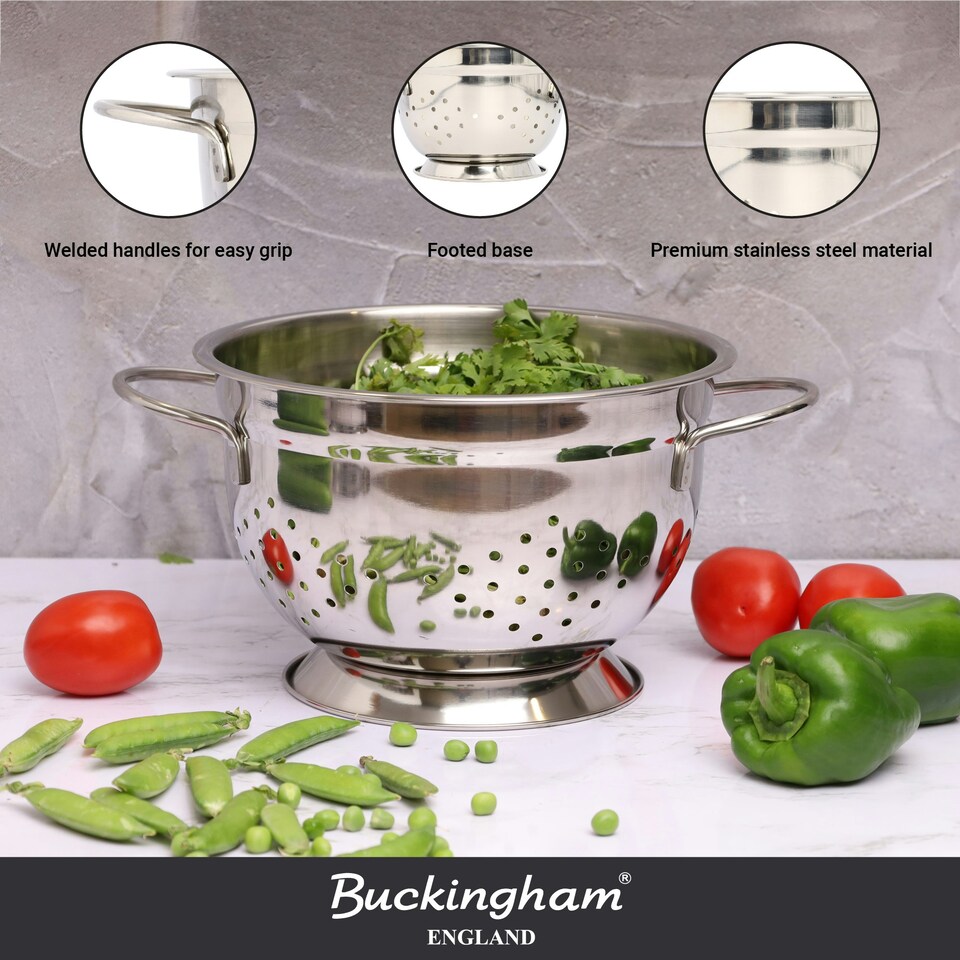image 1 of Buckingham Premium Stainless Steel Deep Colander 2.7 Litre / 21.5 cm