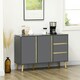 image 2 of HOMCOM Sideboard Kitchen Cupboard w/ Adjustable Shelves, Double Doors Dark Grey Grey | Wood-effect accents