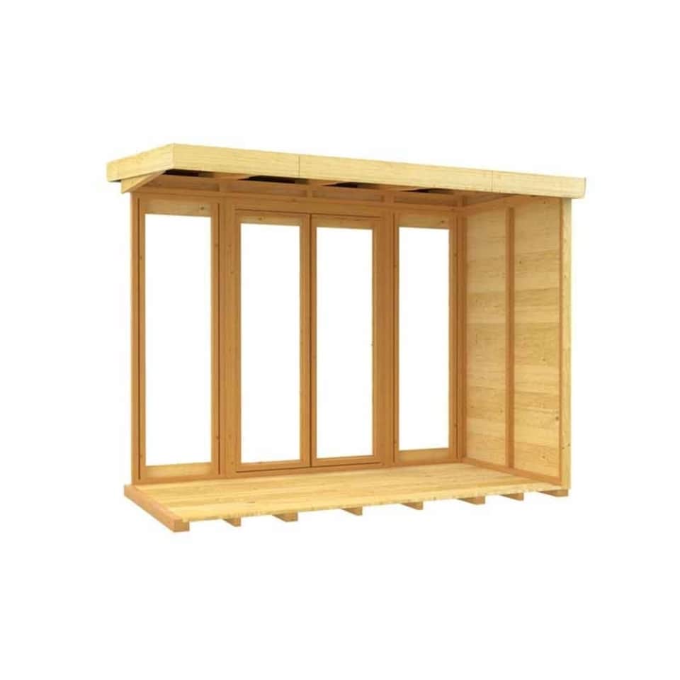 image 1 of 8ft x 4ft Pent Summer House (Full Height Window) - Wood - L118 x W243 x H201 cm Brown