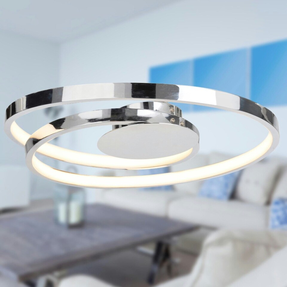 image 1 of First Choice Lighting Polished Chrome LED Swirl Flush Fitting Chrome