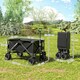 image 7 of Outsunny Outdoor Pull Along Garden Trolley on Wheels Folding Beach Cart Black