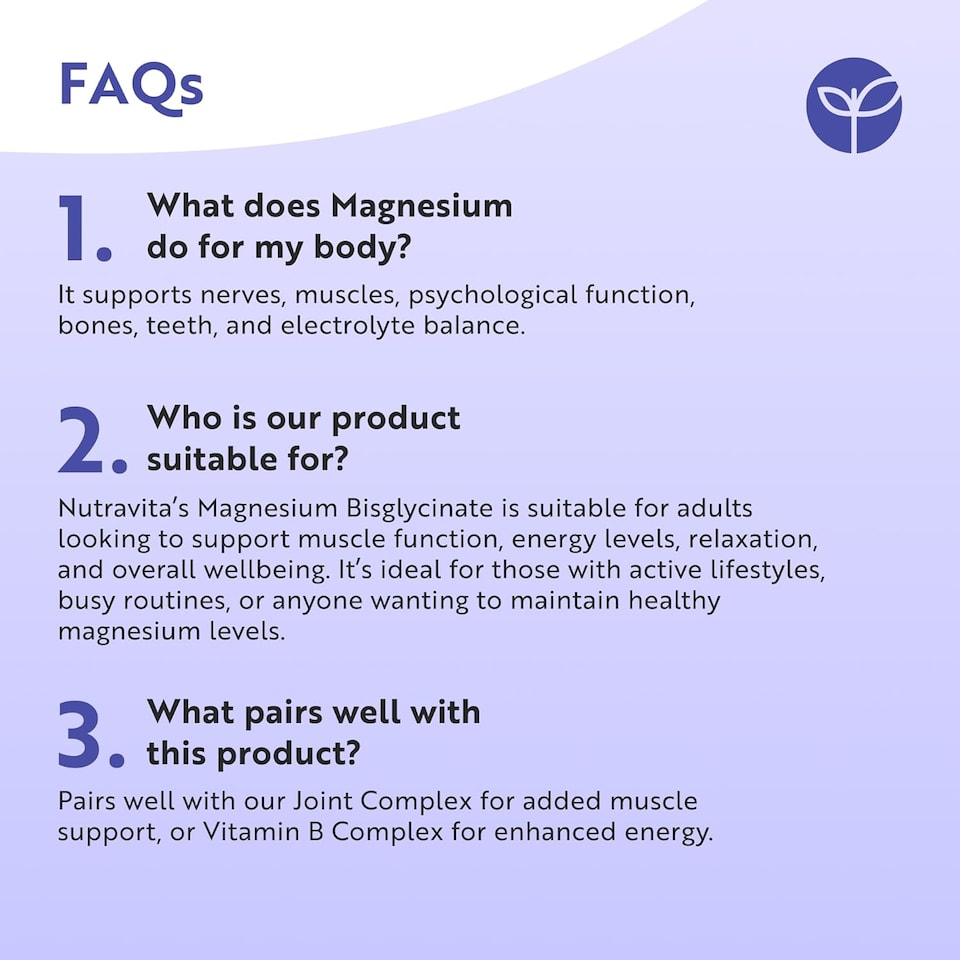 image 1 of Nutravita Magnesium Glycinate - 200mg Elemental Mag, 90mg Bisglycinate & 110mg Oxide - High Strength Magnesium Complex - 120 Vegan Capsules
