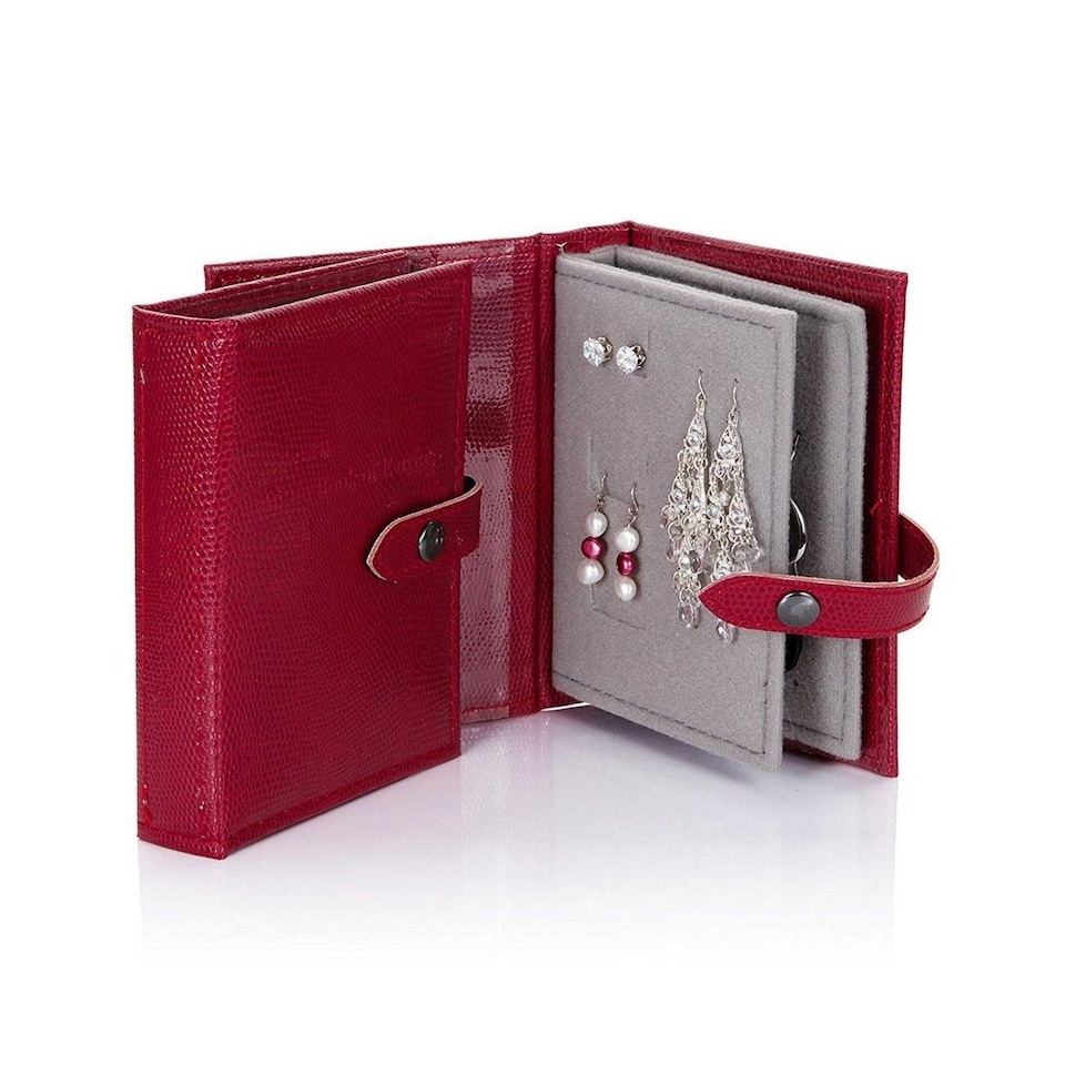 image 1 of Little Shop Of Little Book Of Earrings - Mock Croc Red