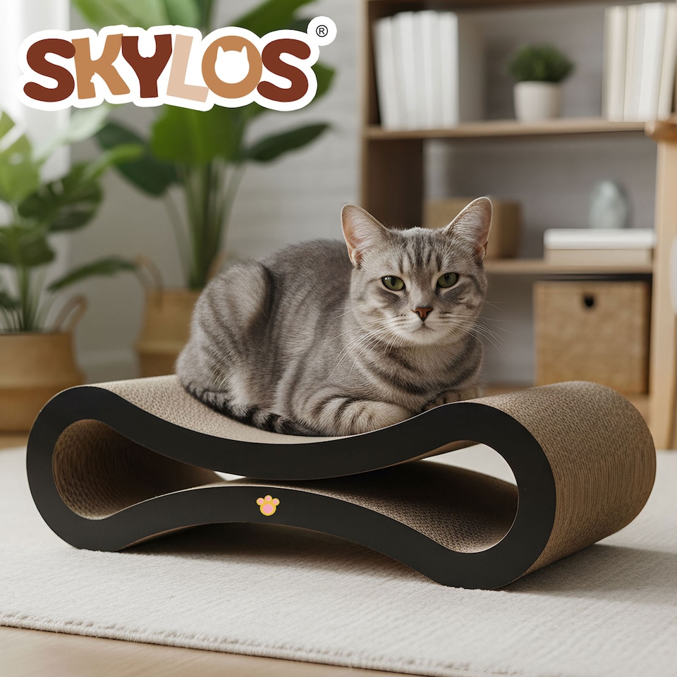 image 1 of Skylos Cat Scratching Board and Lounge Bed Cardboard Scratcher for Cats
