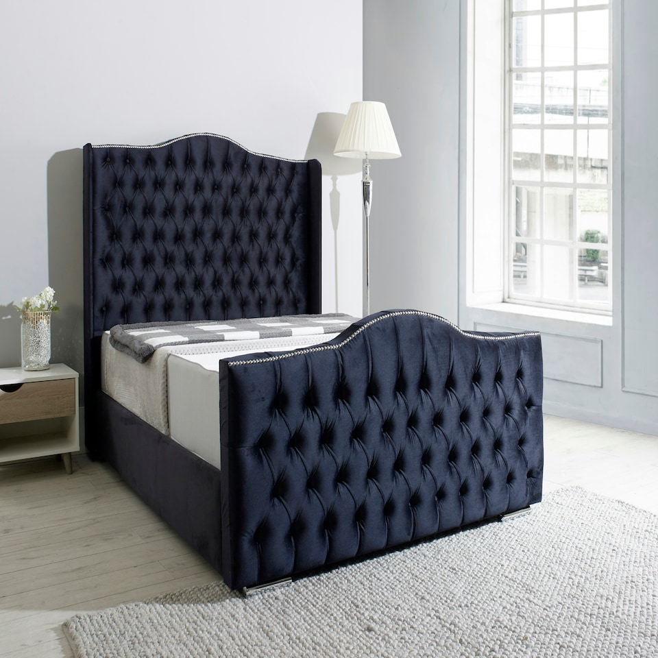 image 1 of Saturn Wing Plush King Bed Frame - Black