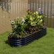 image 2 of Living and Home 2.4m Gardens Bed Oval-Shaped Galvanized Steel Garden Planter With Plant Support Trellis, Black | Black | 240cm W x 80cm D x 42cm H