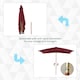 image 3 of Outsunny Wooden Garden Parasol Sun Shade Patio Umbrella Canopy Wine Red