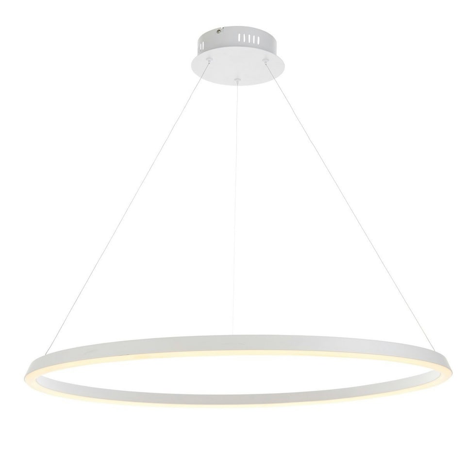 image 1 of Staten Single Pendant Light Matt White Paint, White Silicone