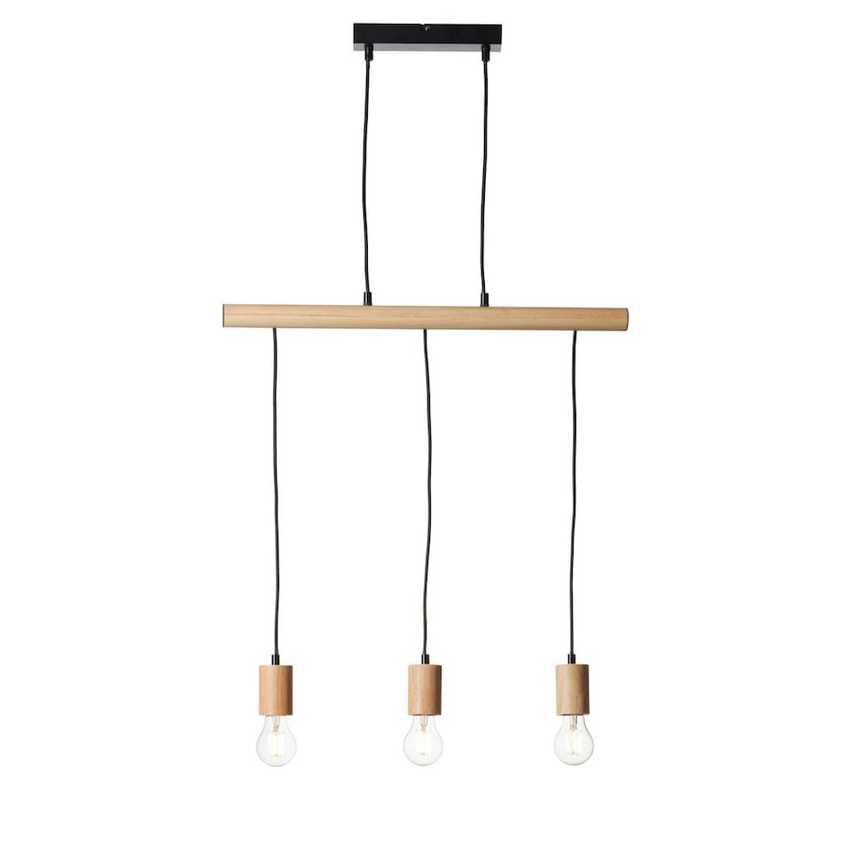 image 1 of Sven Bar Pendant Ceiling Lamp, Matt Black, Natural Wood