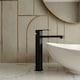 image 4 of Balterley Square Tall Mono Basin Mixer Tap with High Rise Design | Black | Matt Black | 1