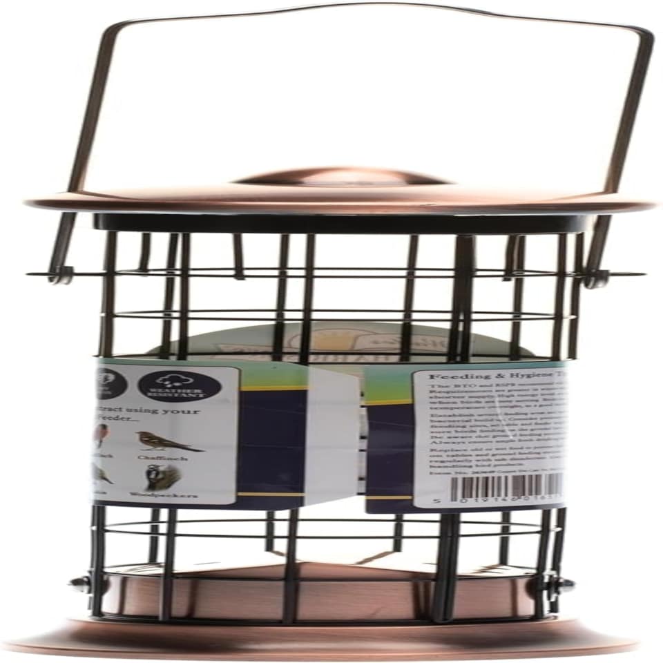 image 1 of Walter Harrison's Copper Plated Die Cast Wild Bird Suet Roll and Fat Ball Hanging Feeder