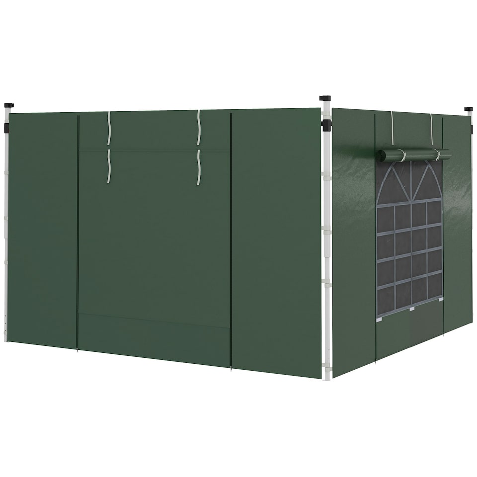 image 1 of Outsunny 3x3(m) or 3x6m Pop Up Gazebo Side Panels Replacement, 2 Pack, Green