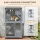image 5 of PawHut Outdoor Catio, Wooden Cat House on Exercise Wheels Indoor Outdoor