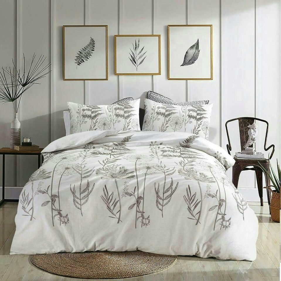 image 1 of Audra Floral Duvet Cover Set - Double - White