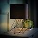 image 3 of ValueLights Modern Black Metal Basket Cage Bed Side Table Lamp With Black Fabric Shade