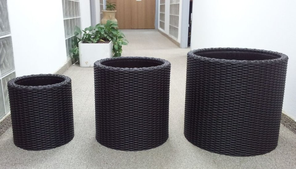 image 1 of Keter Cylinder Planter Set of 3 - Grey