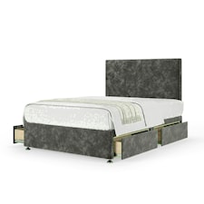Charcoal Chenille 4 Drawer Divan Base and Valencia Headboard Super King