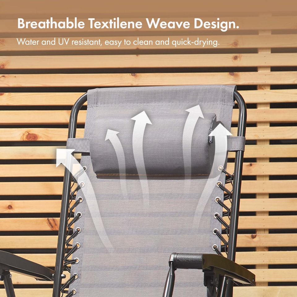 image 1 of VonHaus Verona Set of 2 Textilene Folding Garden Zero Gravity Chairs