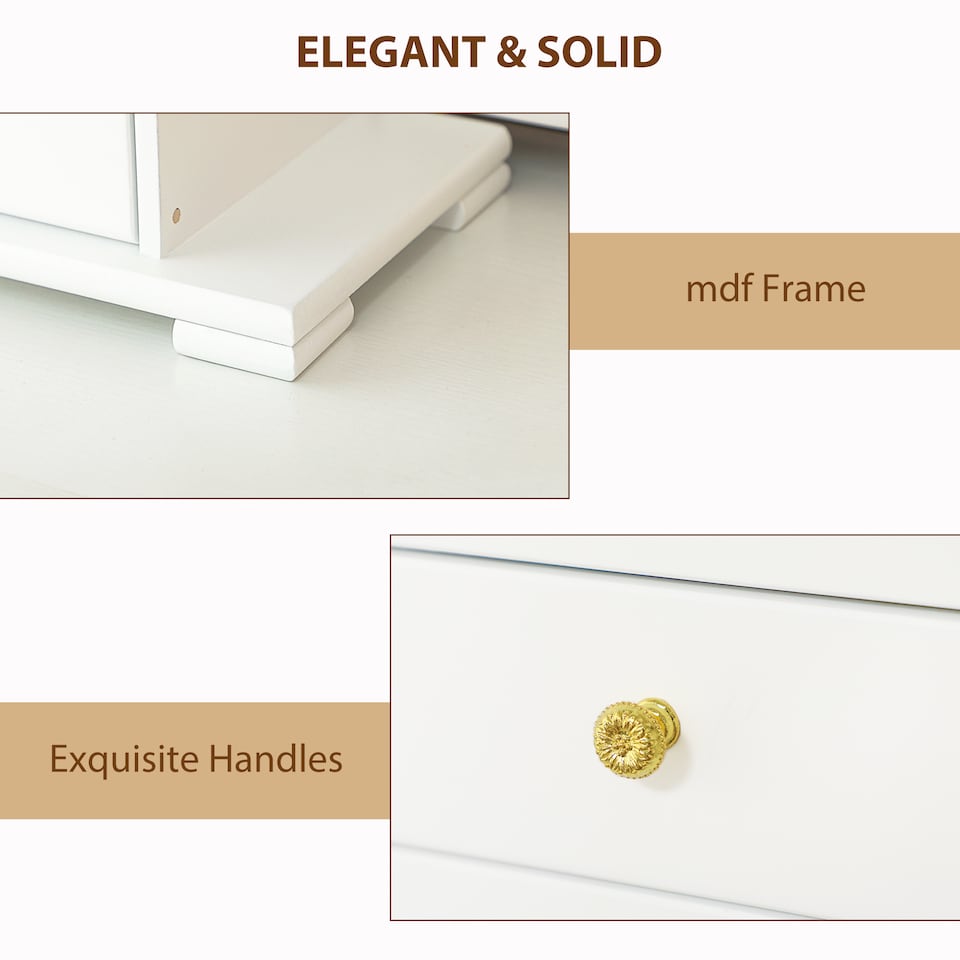 image 1 of HOMCOM 4-Tier Large Jewellery Box with Mirror and 3 Drawers, White