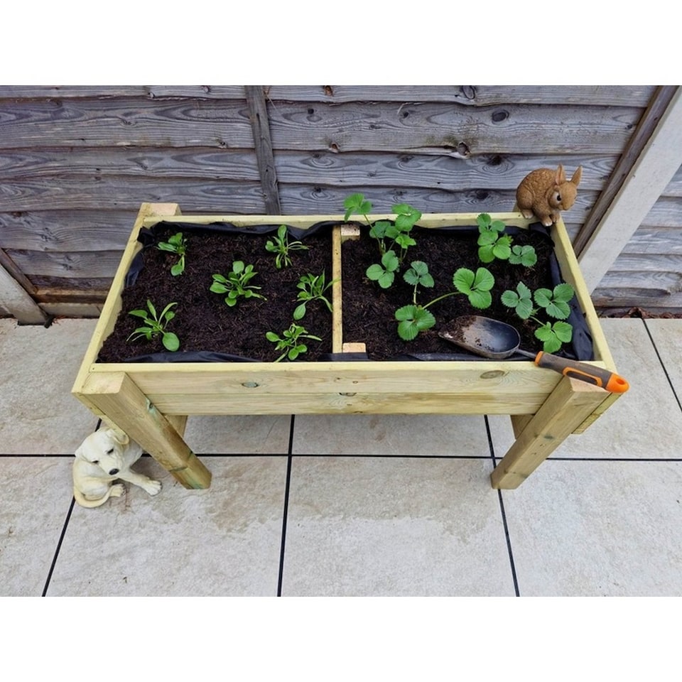 image 1 of Multi Pack of 3 - Raised Veg Trug Garden Planter - Scandinavian Redwood - L52 x W150 x H60 cm - Minimal Assembly Required | Brown