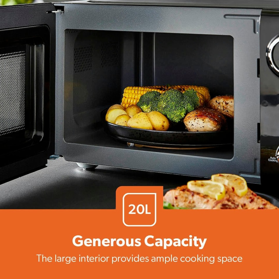 image 1 of GEEPAS Retrovive 20L Digital Microwave Oven Black 700W